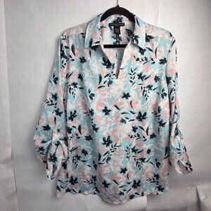 Preswick & Moore Women's 1X Long Sleeve Shirt - White, Pink & Blue